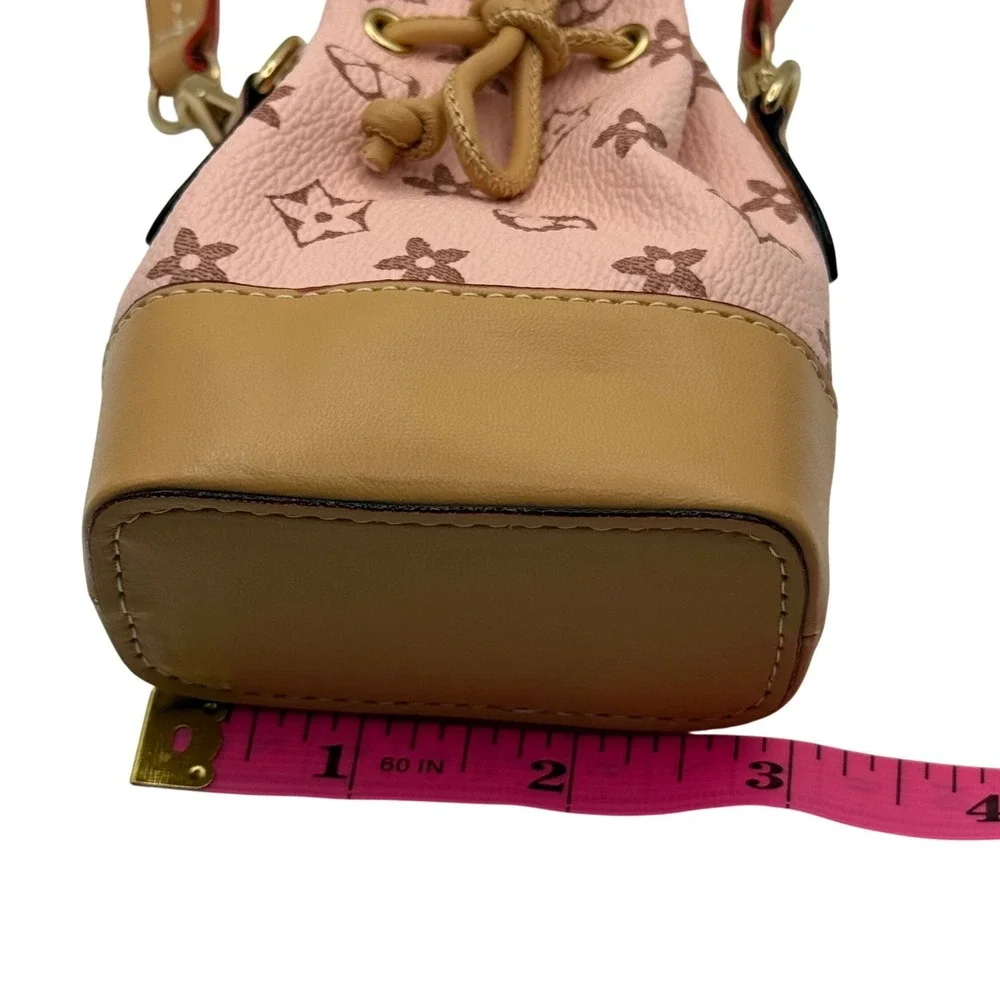 Pink Monogram Bucket‎ Mini Bag Small Cute Drawstring Purse